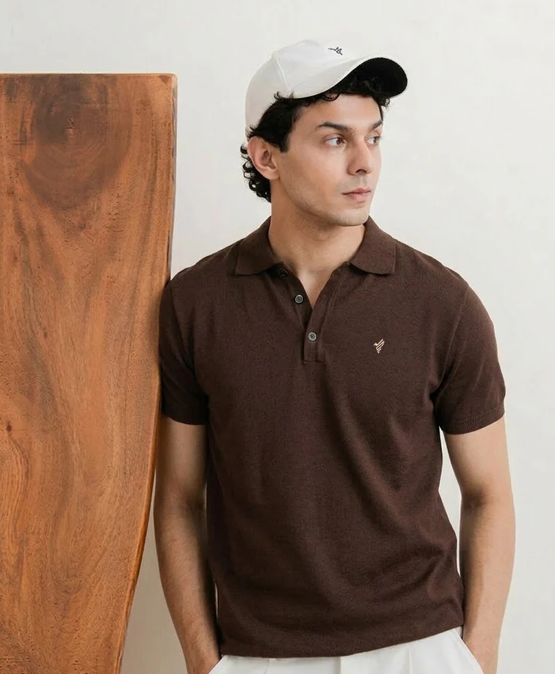Basic Knitted POLO Chocolate - Image 3