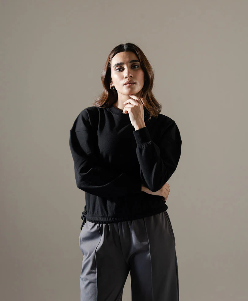 Black Adjustable Sweatshirt (Women) - Image 3