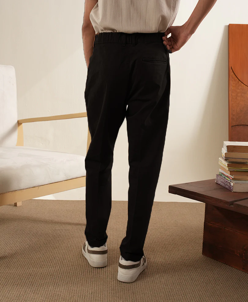 Black Double Pleated Twill Pants - Image 4