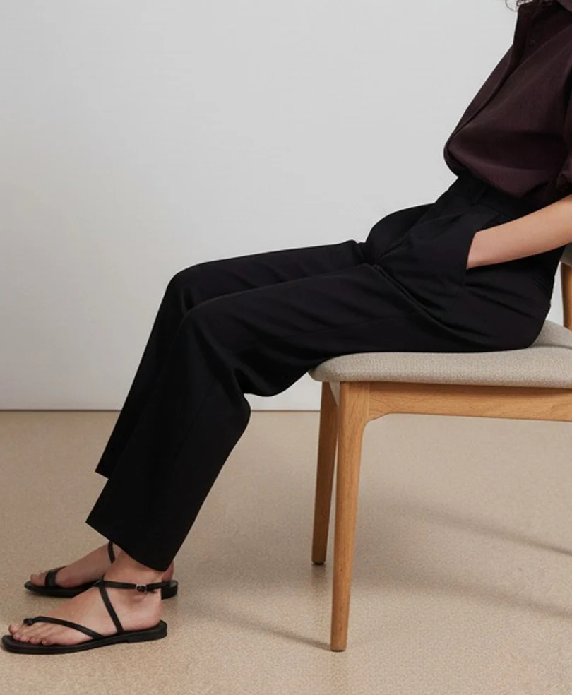 Black Formal Straight Fit Pants (Women) - Image 3