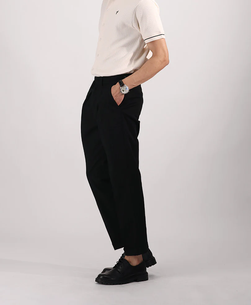 Black Linen Double Pleated Pant - Image 5