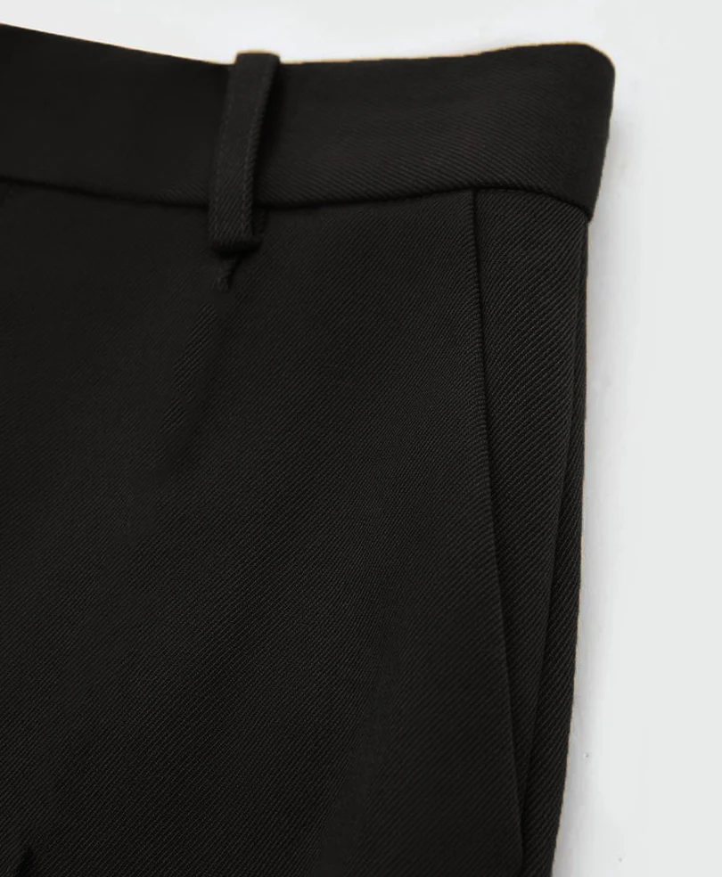 Black Wide Leg Tailored Pants (Women) - Image 5