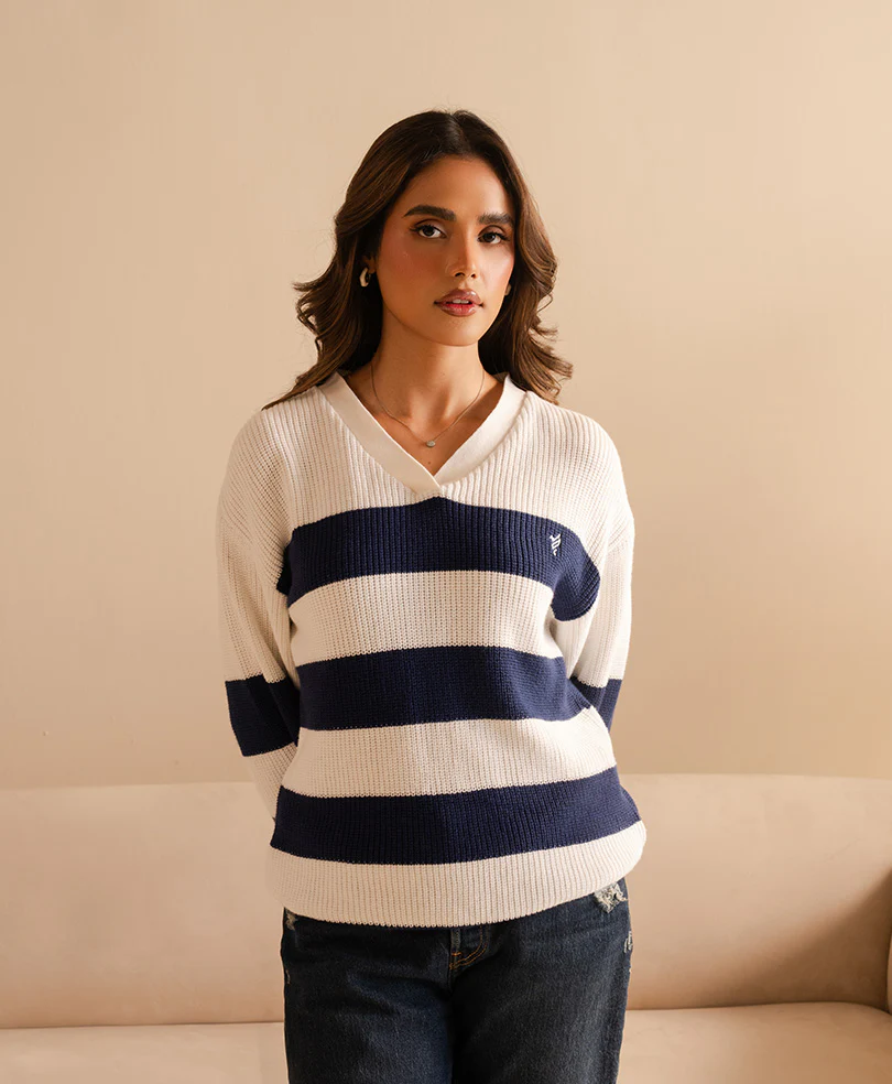Blue and White POLO Sweater (Women) - Image 5