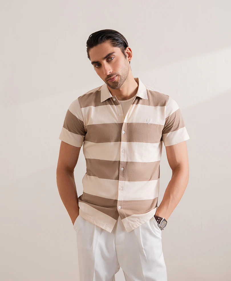 Camel Retro Striped Shirt - Image 5