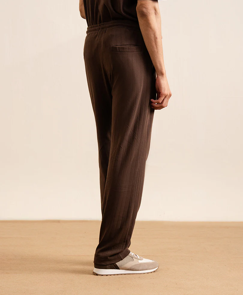 Chocolate Brown Drop Needle Trouser - Image 3