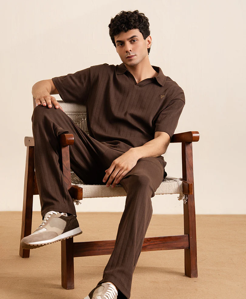 Chocolate Brown Drop Needle Trouser - Image 4