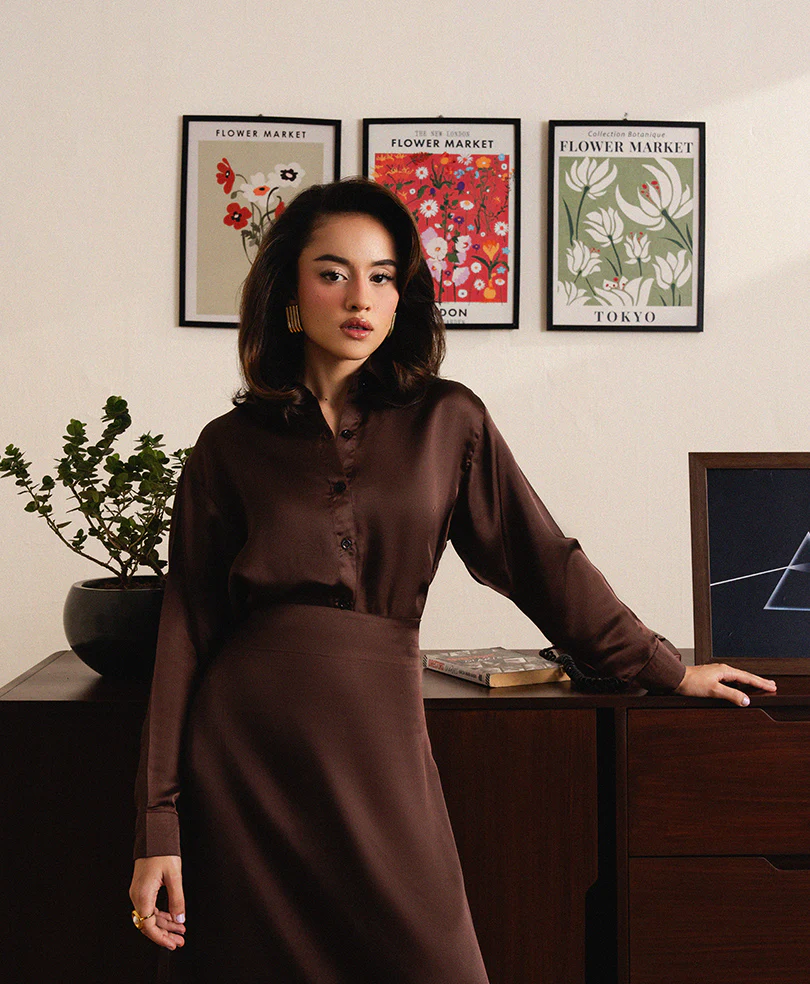 Chocolate Brown Silk Shirt (Women) - Image 8
