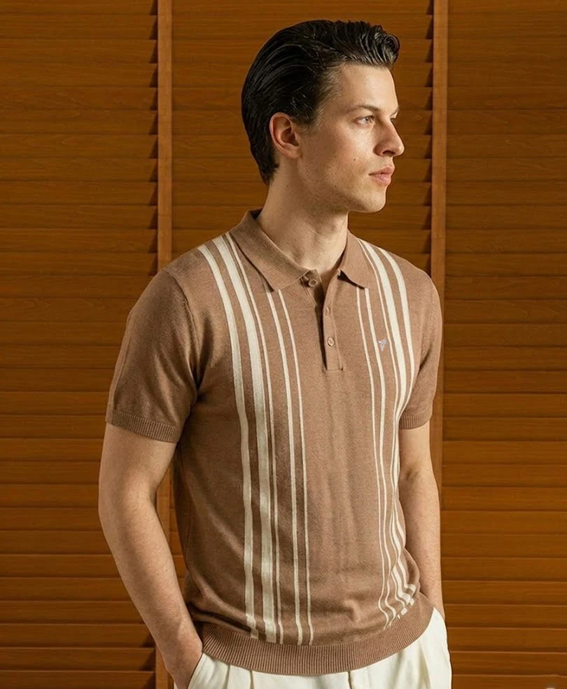 Chocolate Summerline Knitted POLO - Image 3