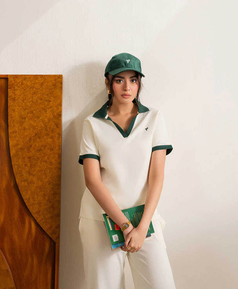Cream V Neck POLO Cord Set (Women) - Image 5