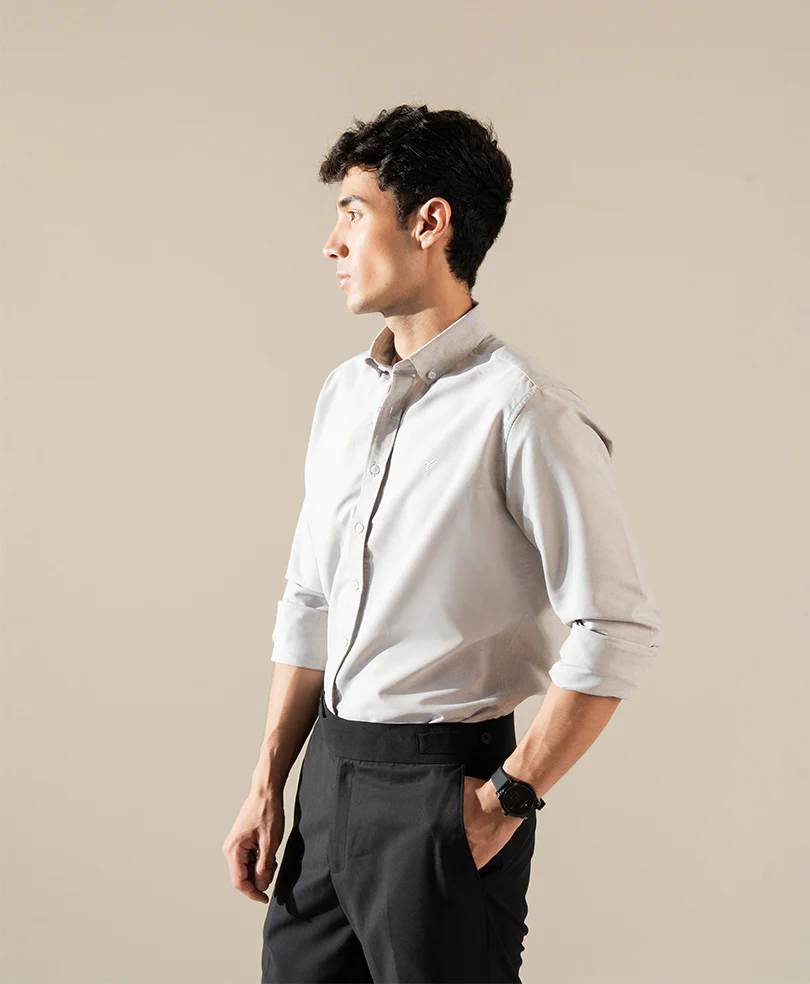 Marl Grey Oxford Shirt (Slim / Modern Fit) - Image 3