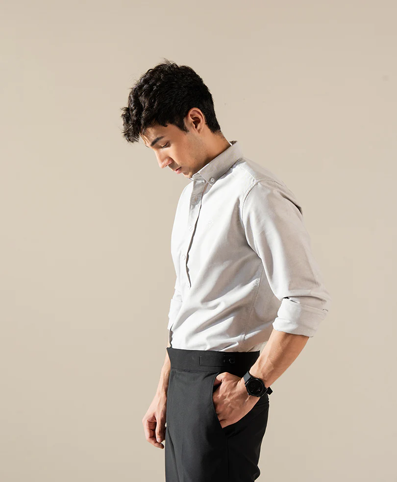 Marl Grey Oxford Shirt (Slim / Modern Fit) - Image 4