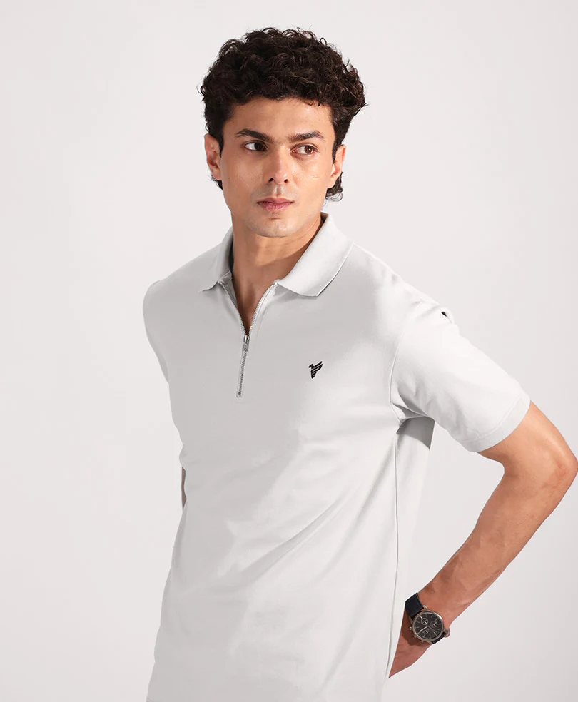Dawn Blue Interlock Zip POLO - Image 4