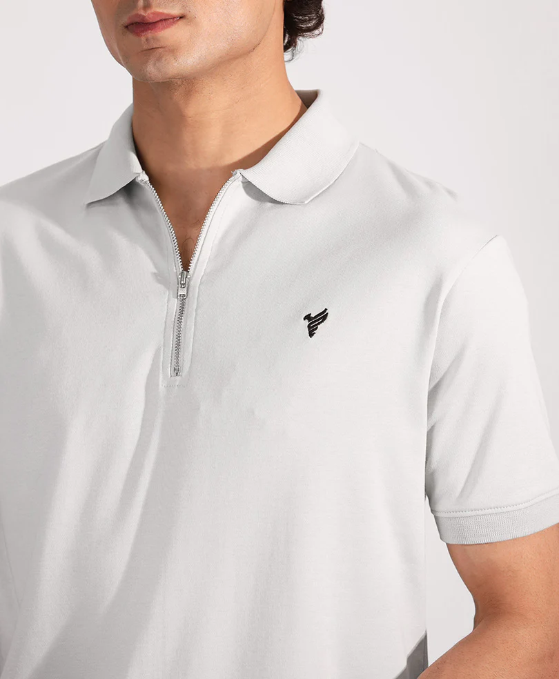 Dawn Blue Interlock Zip POLO - Image 5
