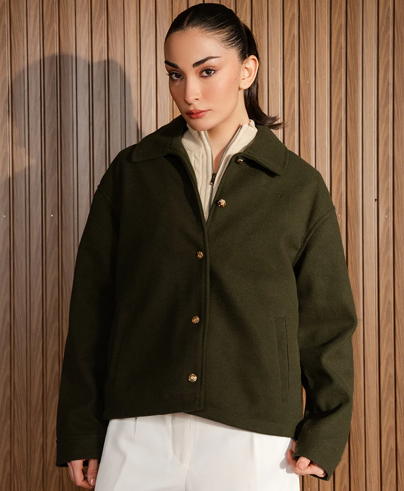 Evening Olive Wool Jacket (Women) - Image 7
