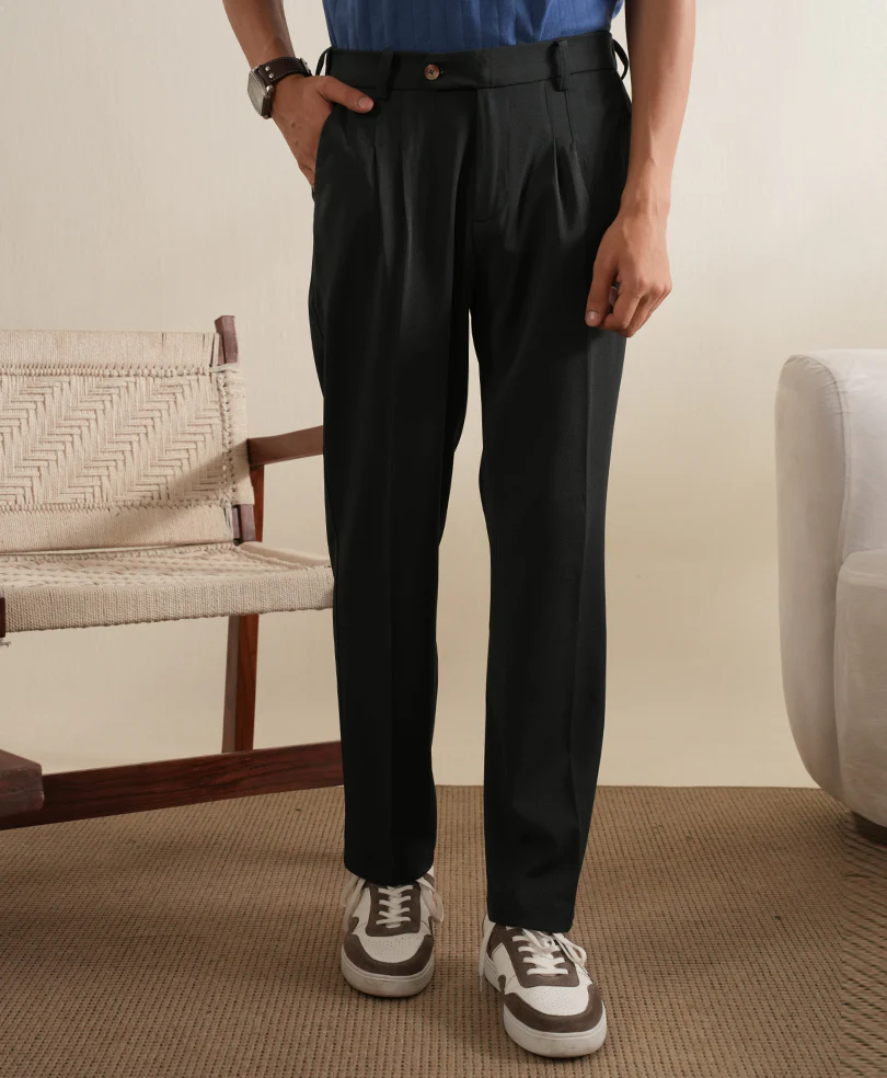 Grey Tailored Pleated Pants - Image 3
