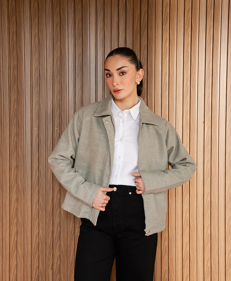 Grey Wool Frame Jacket (Women) - Image 3