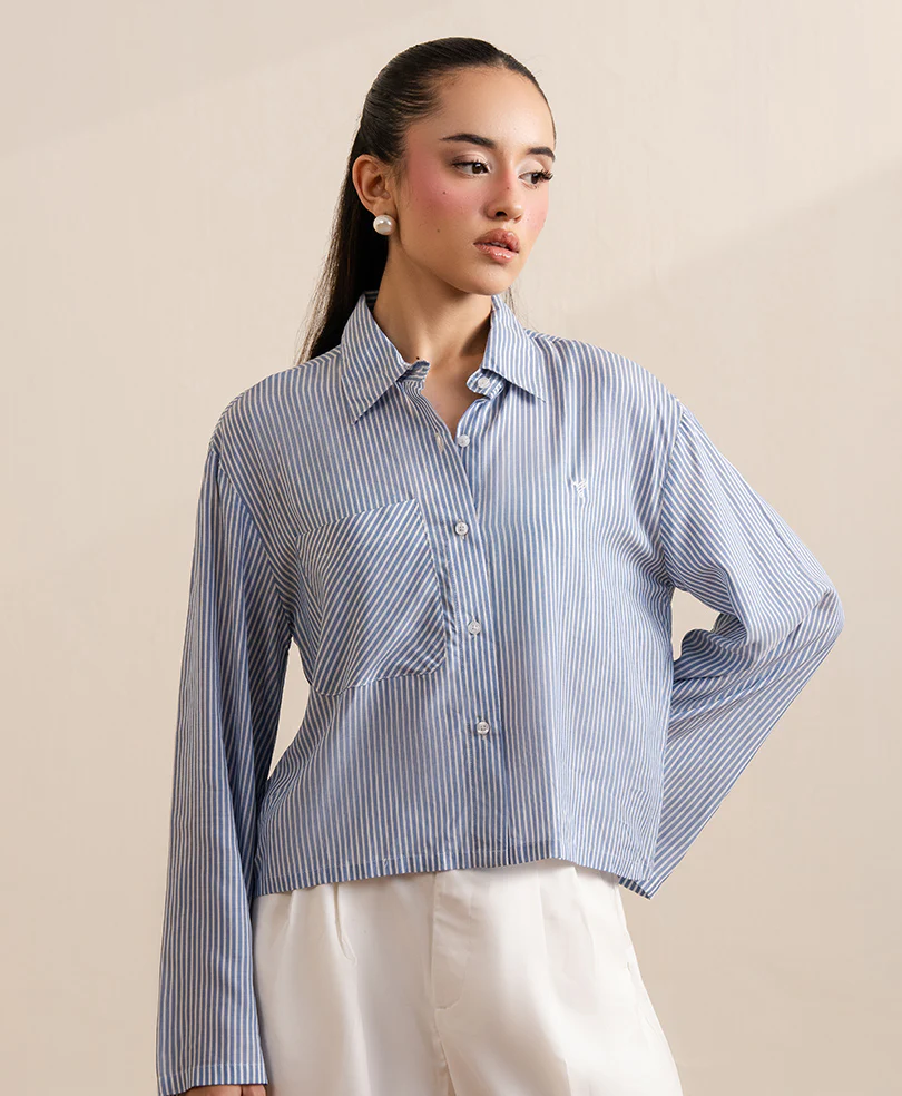 Light Blue Wide-Sleeve Shirt (Women) - Image 4