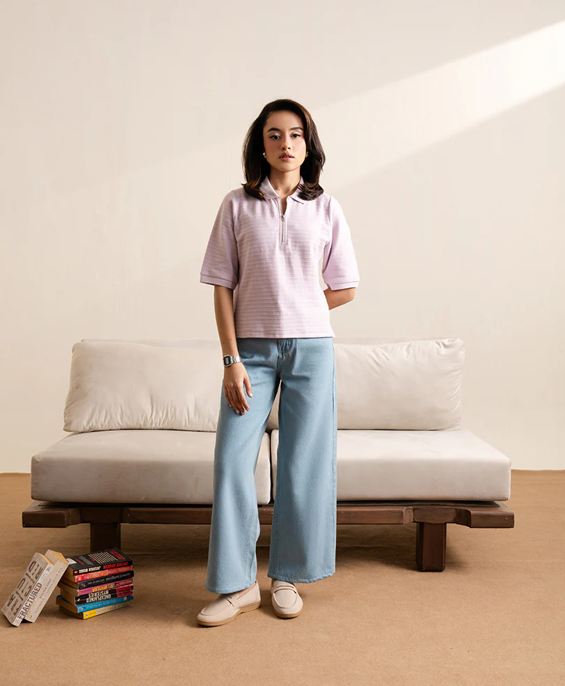 Lilac Knitted Zip POLO (Women) - Image 2