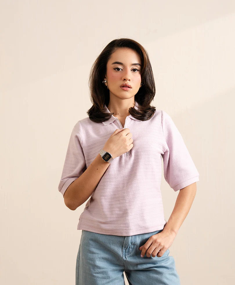 Lilac Knitted Zip POLO (Women) - Image 4