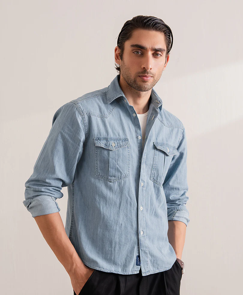 LT Blue Iconic Denim Shirt (Regular Fit) - Image 3
