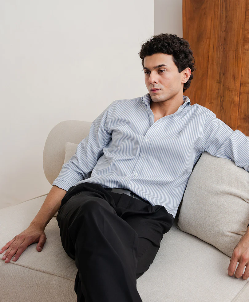 Lt Grey Stripe Shirt (Slim Fit) - Image 4