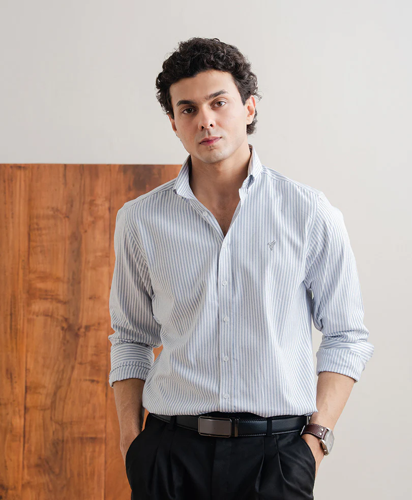 Lt Grey Stripe Shirt (Slim Fit) - Image 5