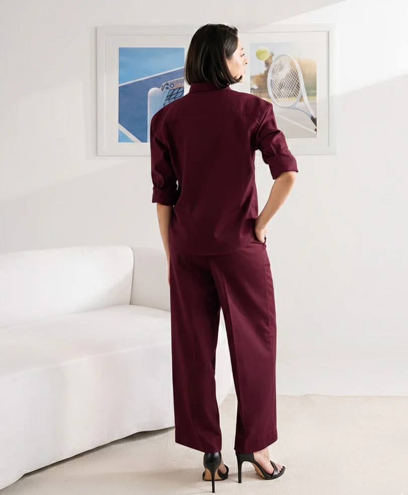 Maroon Button Down Cord Set (Women) - Image 4
