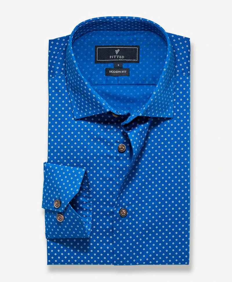 Midnight Blue Printed Shirt (Modern Fit) - Image 3