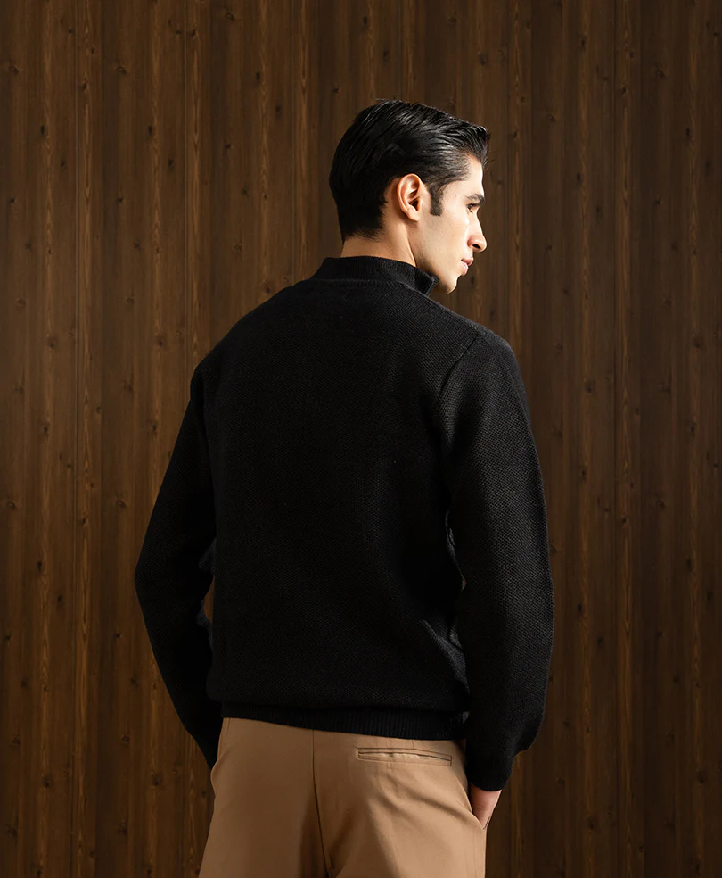 Milange Black Mesh Knit Sweater - Image 5