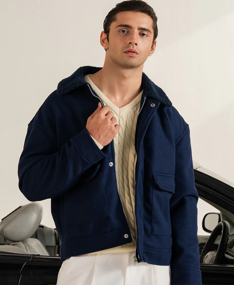 Navy Aviator Jacket - Image 2