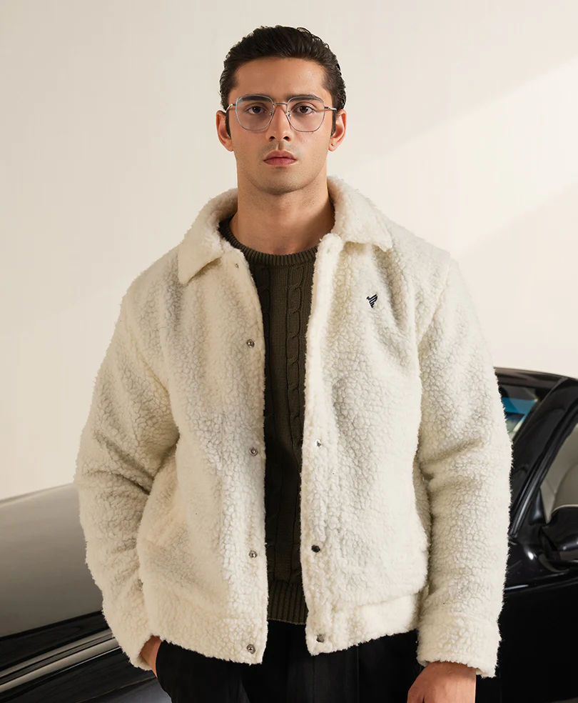 OFF White Retro Sherpa Jacket - Image 7