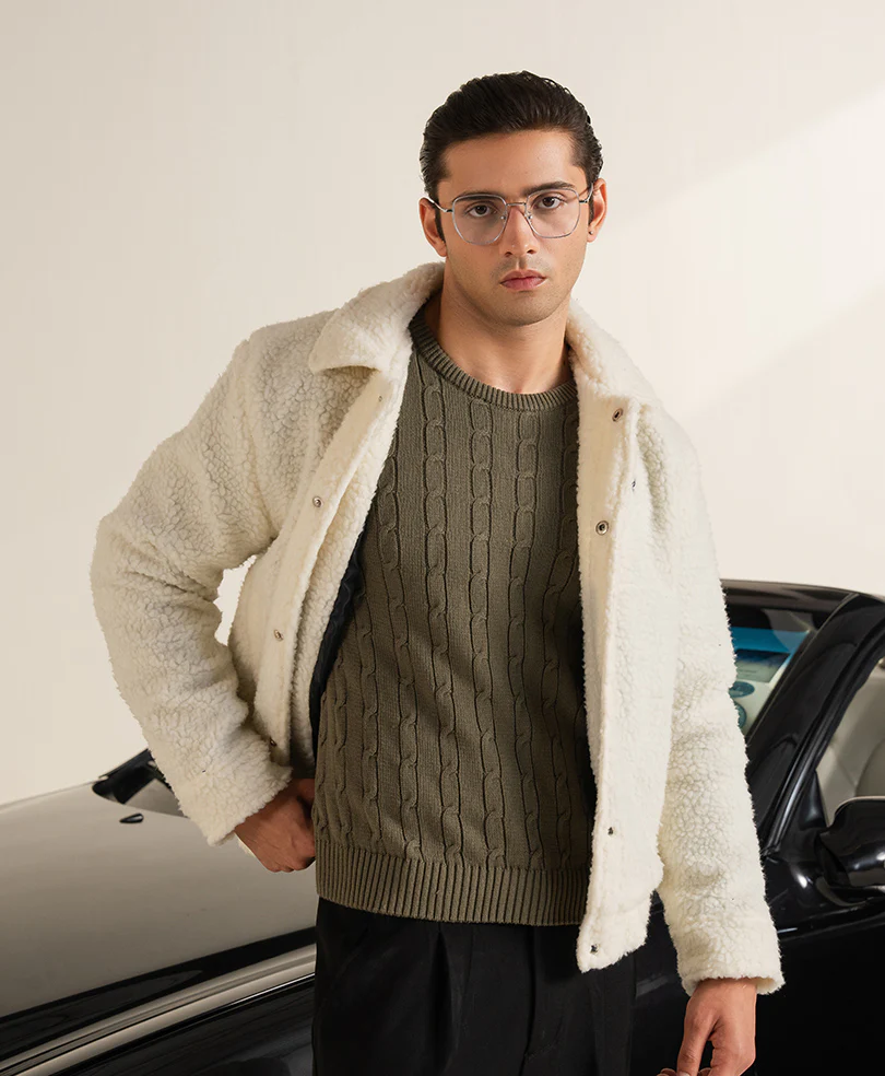 OFF White Retro Sherpa Jacket - Image 9