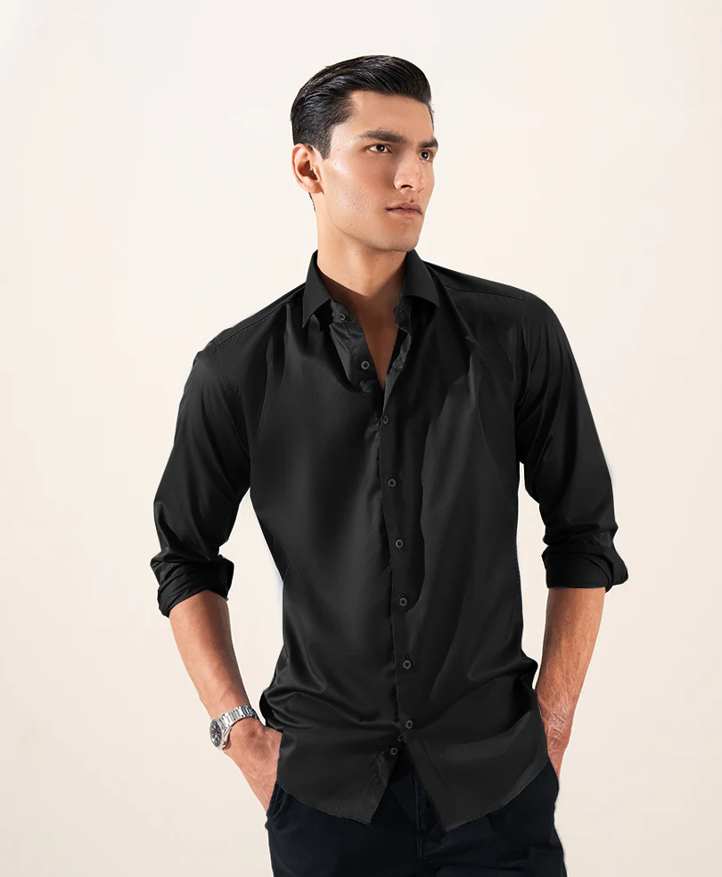 Pure Black Shirt (Slim / Modern / Regular Fit) - Image 2