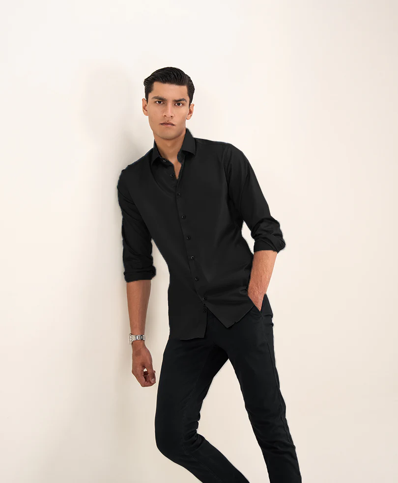 Pure Black Shirt (Slim / Modern / Regular Fit) - Image 3