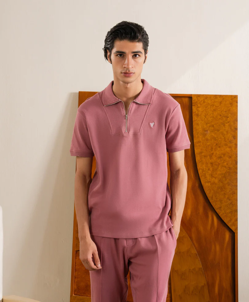 Purple Suave Mock Zip Polo - Image 6