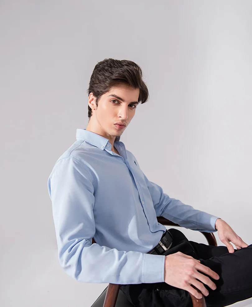 Sky Blue Oxford Shirt (Slim / Modern Fit) - Image 3