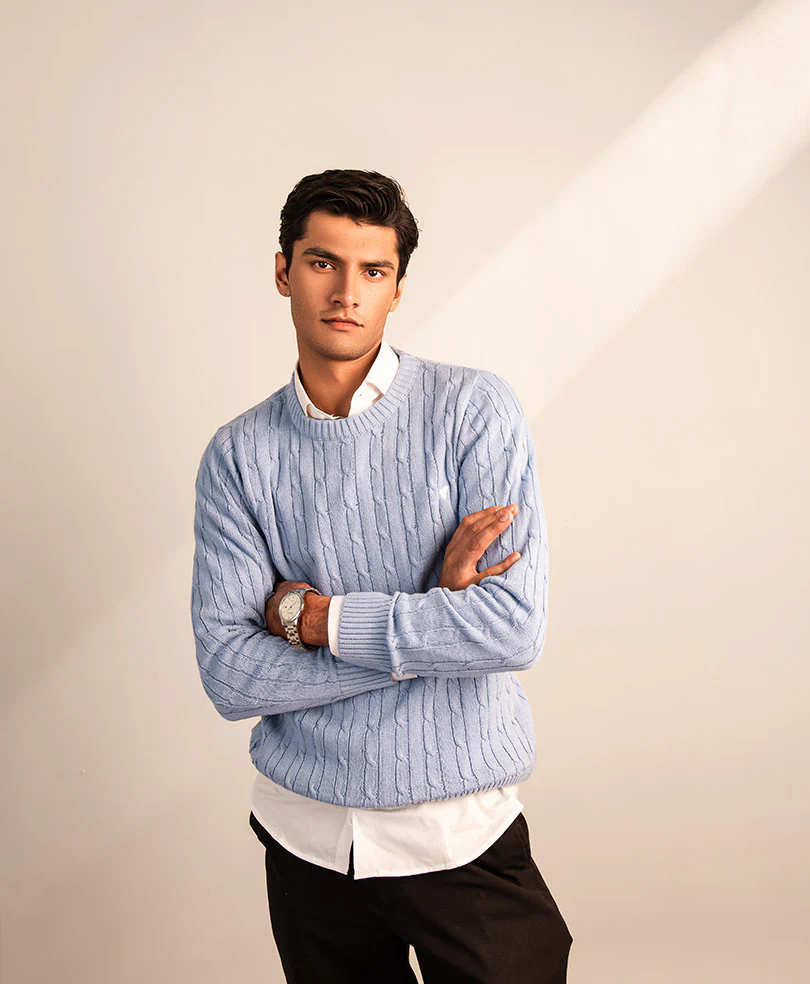 Sky Cable Knit Sweater - Image 3