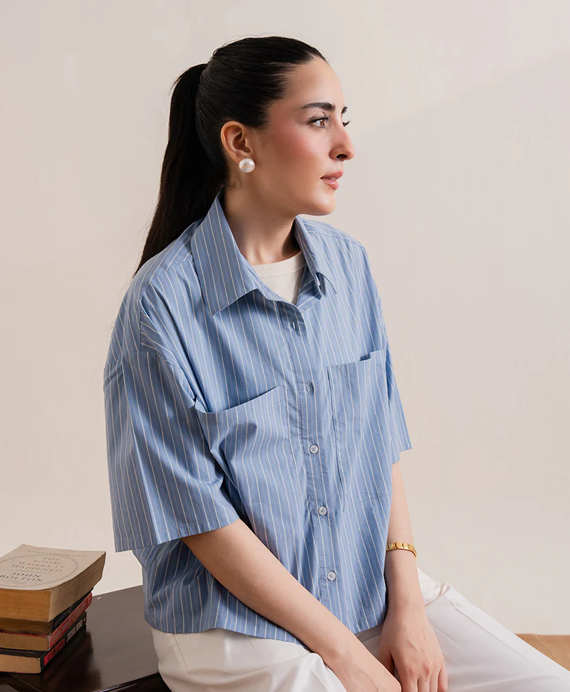 Striped Boxy FIT Shirt (Women) - Image 2