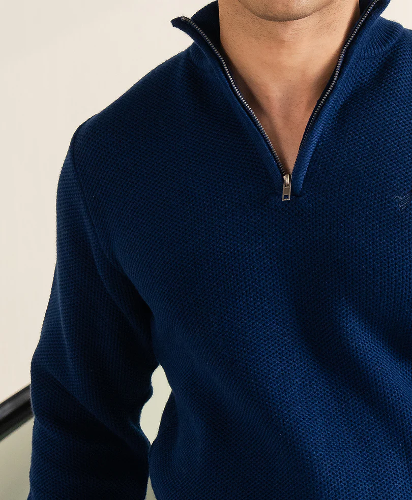 Twilight Blue Mesh Knit Sweater - Image 3