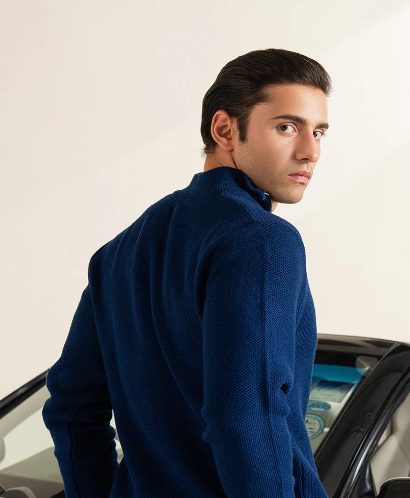 Twilight Blue Mesh Knit Sweater - Image 7