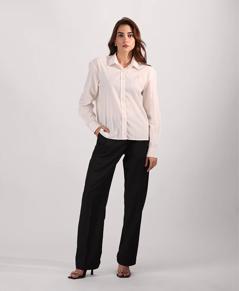 White Thin Striped Shirt (Women) - Image 3