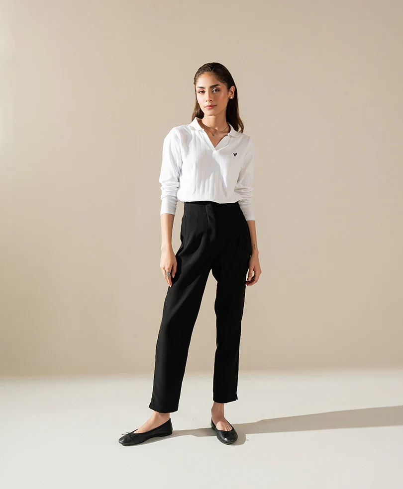 White V-Neck Drop Needle POLO (Women) - Image 4